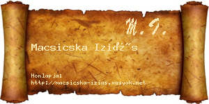 Macsicska Iziás névjegykártya
